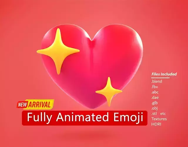 Heart Sparkle Emoji new Animated Low-poly 3D model