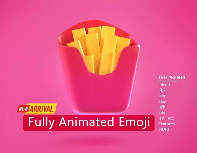 French fries Emoji new Animated