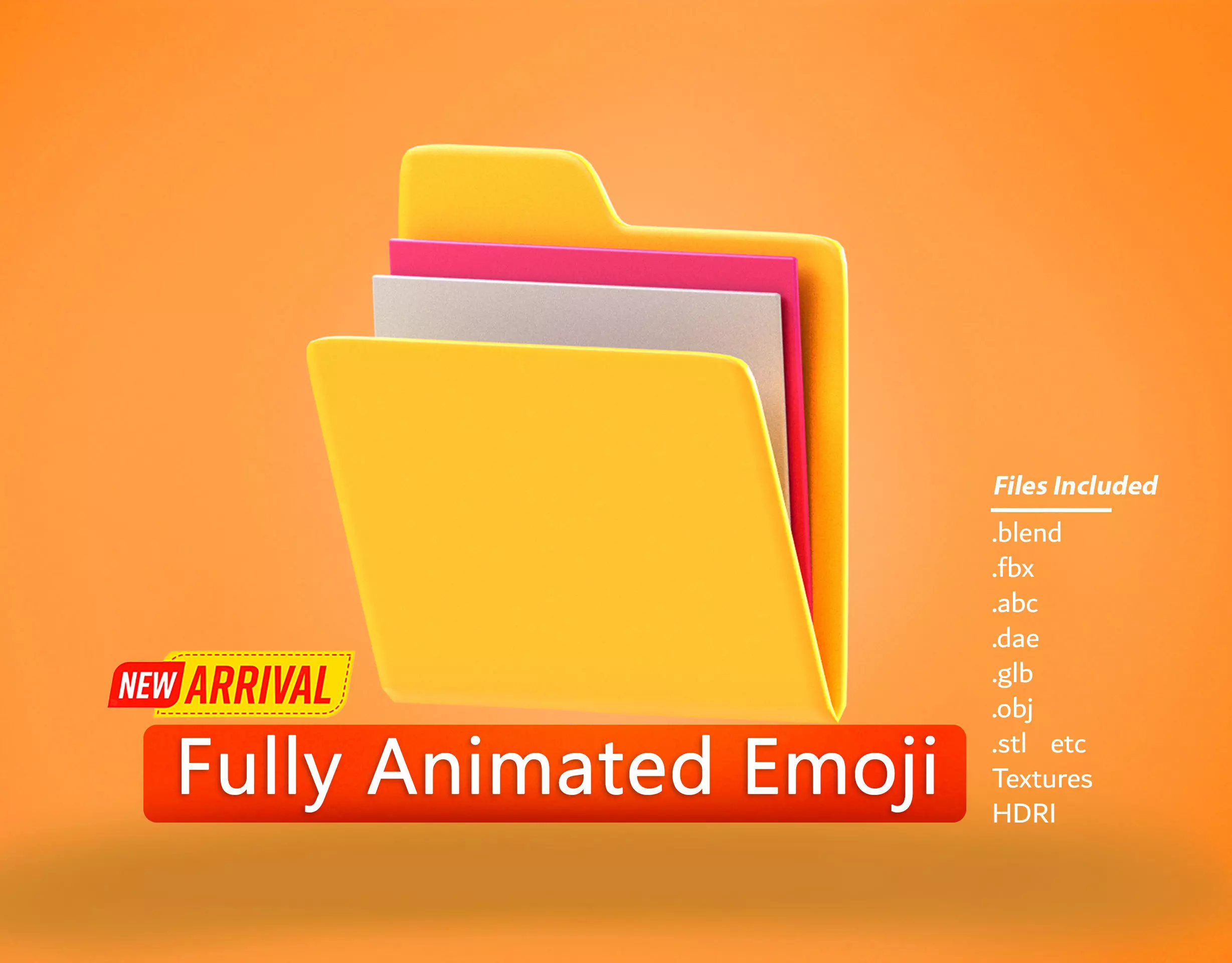 File Folder Emoji new Animated Low-poly 3D model_0