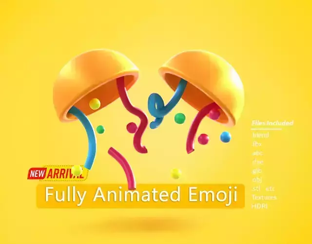Confetti Emoji new Animated Low-poly 3D model