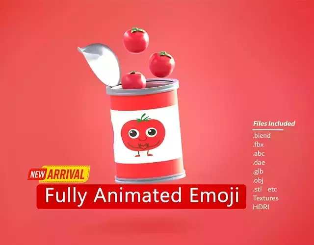 Canned food Emoji new Animated Low-poly 3D model
