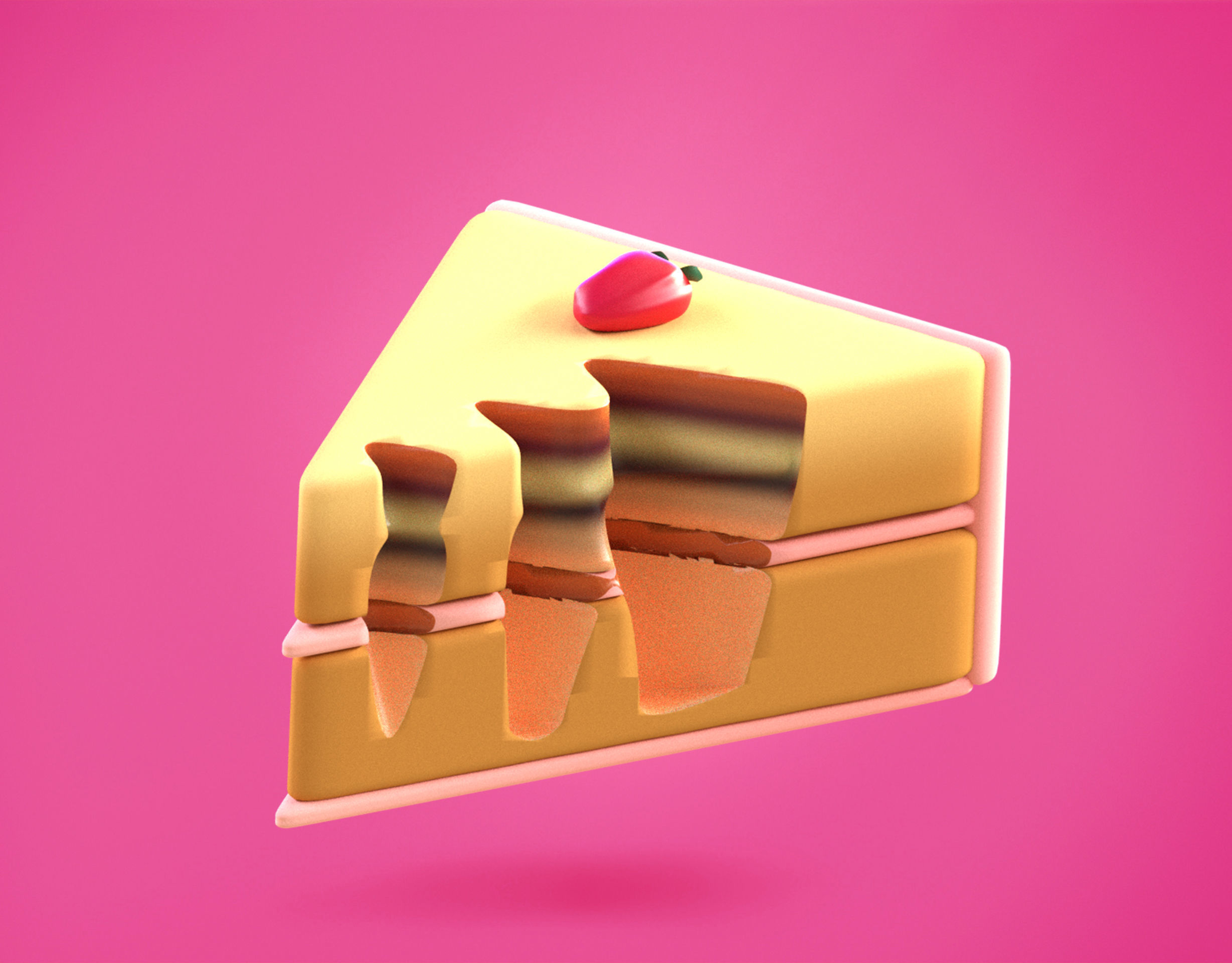 Cake Emoji new Animated Low-poly 3D model_6