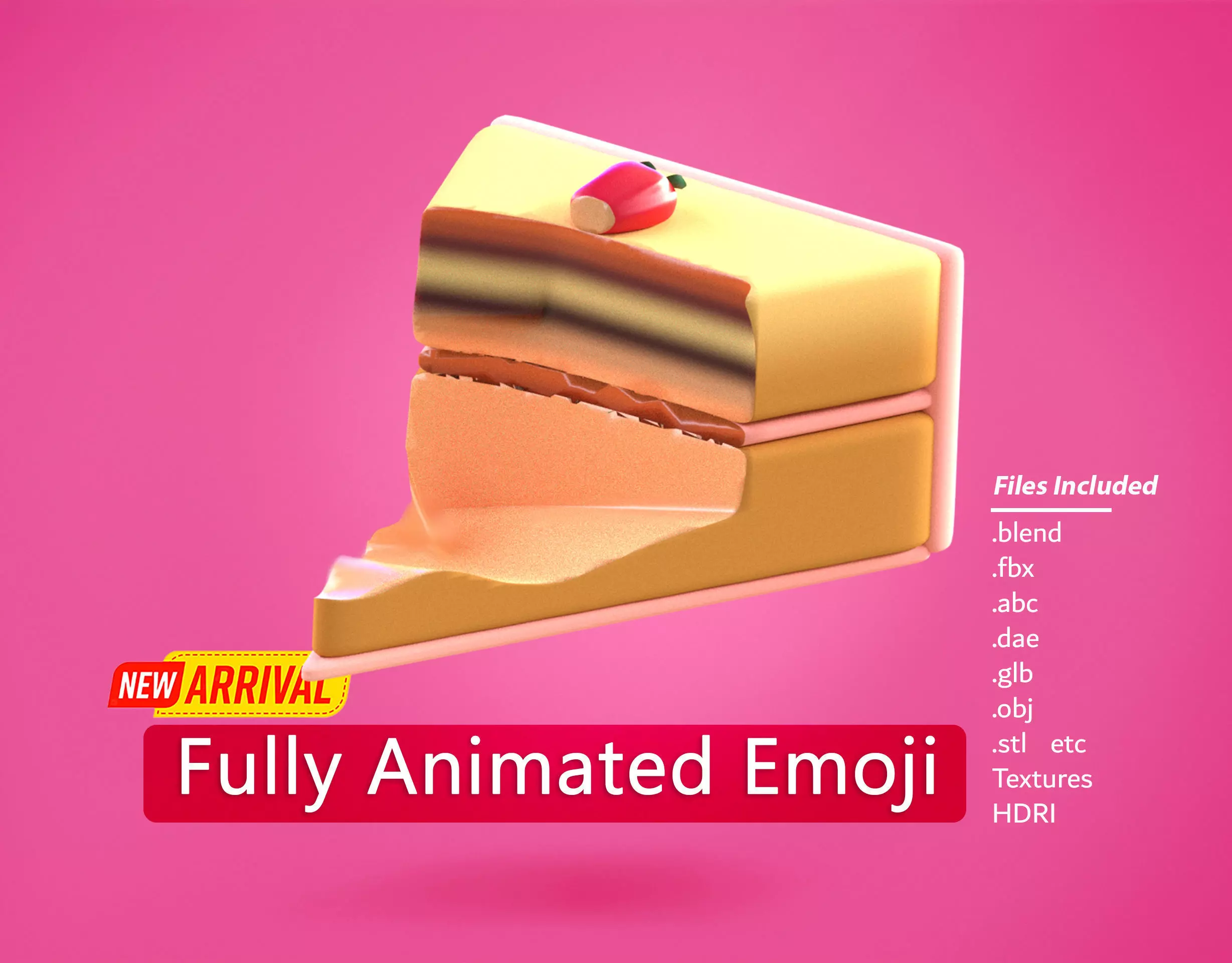Cake Emoji new Animated Low-poly 3D model_0