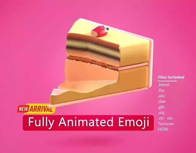 Cake Emoji new Animated Low-poly 3D model