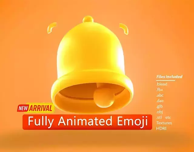 Bell Emoji new Animated Low-poly 3D model