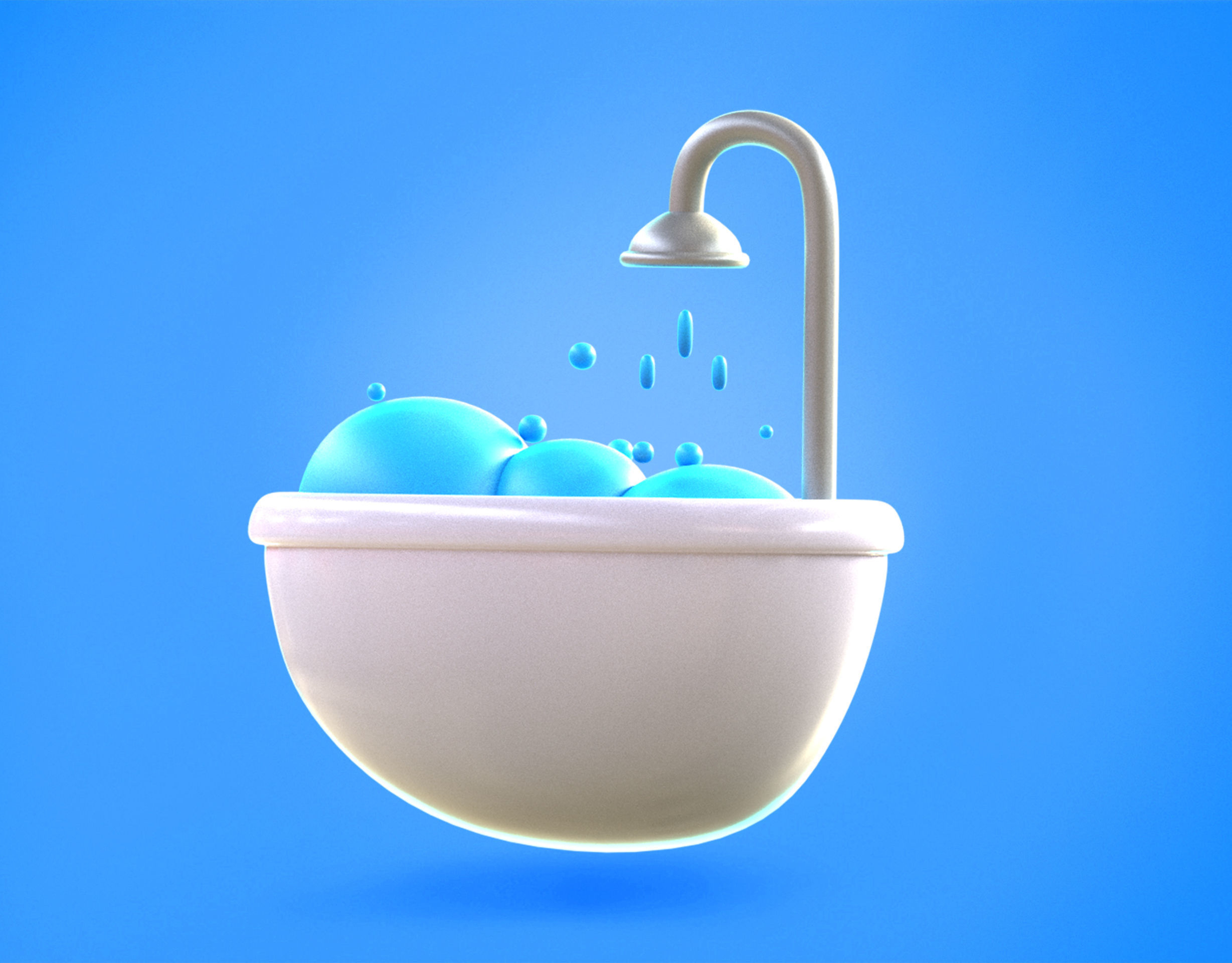 Bath tub Emoji new Animated Low-poly 3D model_10
