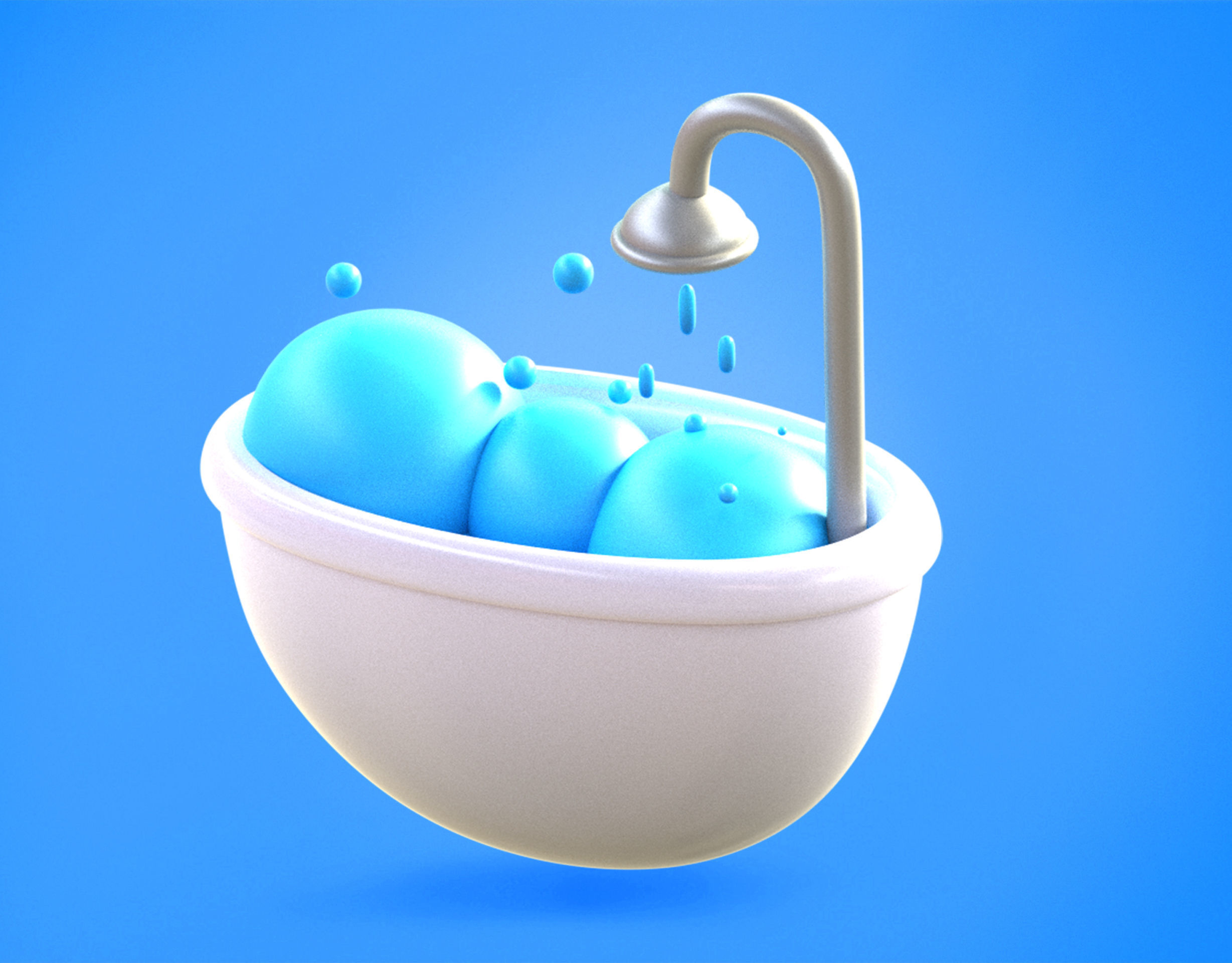 Bath tub Emoji new Animated Low-poly 3D model_13