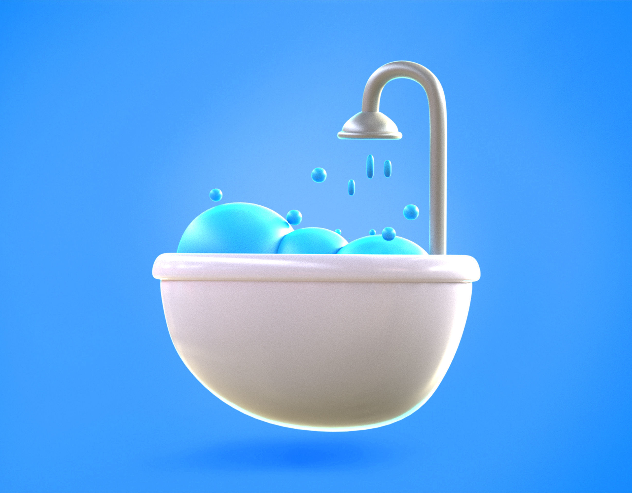 Bath tub Emoji new Animated Low-poly 3D model_11