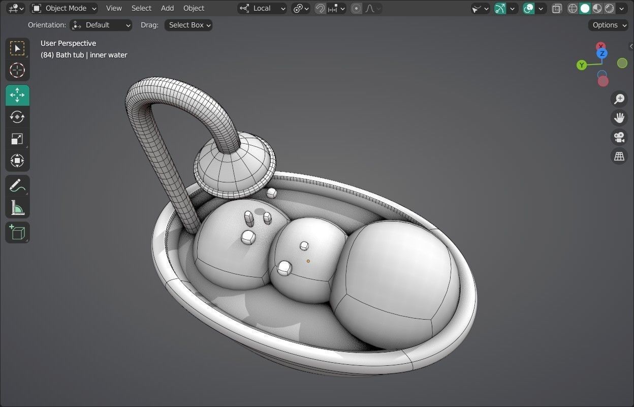 Bath tub Emoji new Animated Low-poly 3D model_9