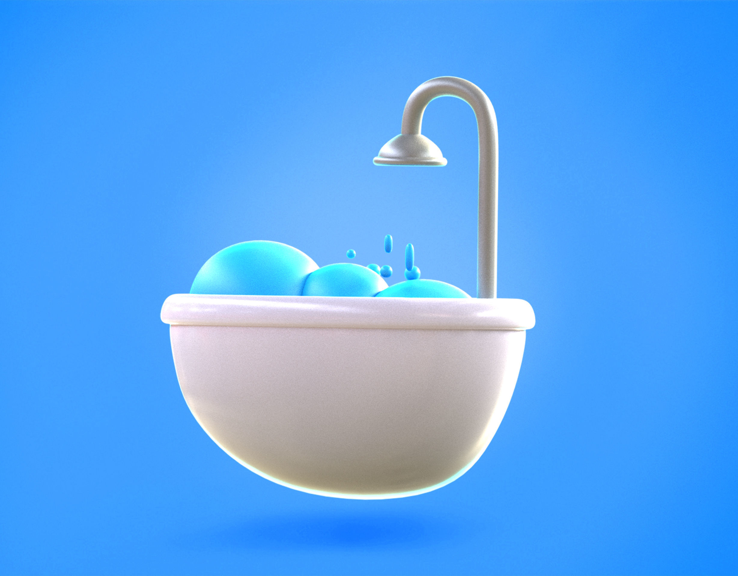 Bath tub Emoji new Animated Low-poly 3D model_2