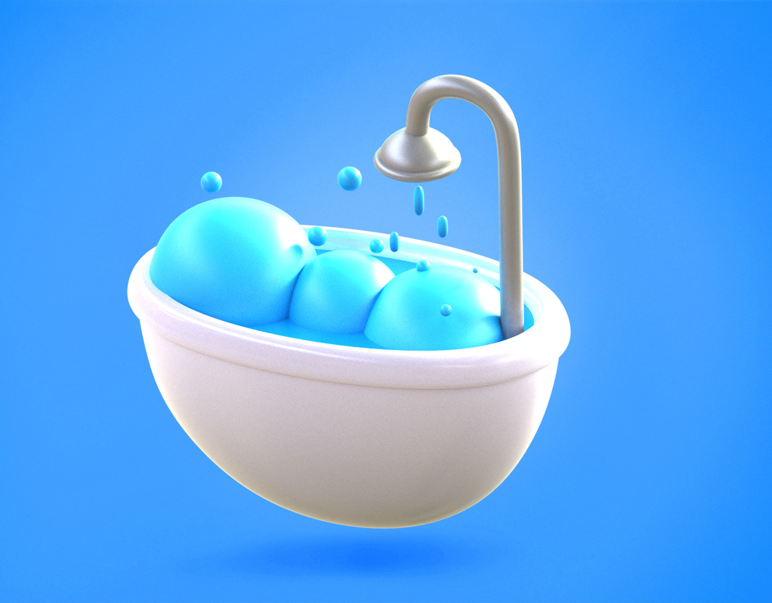 Bath tub Emoji new Animated Low-poly 3D model_14