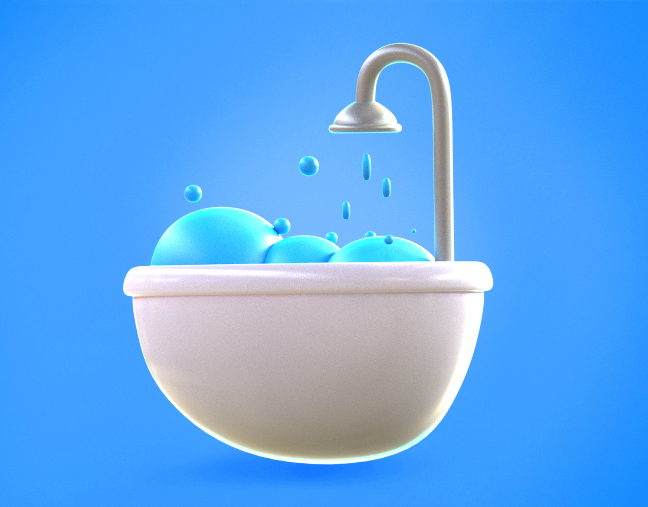 Bath tub Emoji new Animated Low-poly 3D model_12