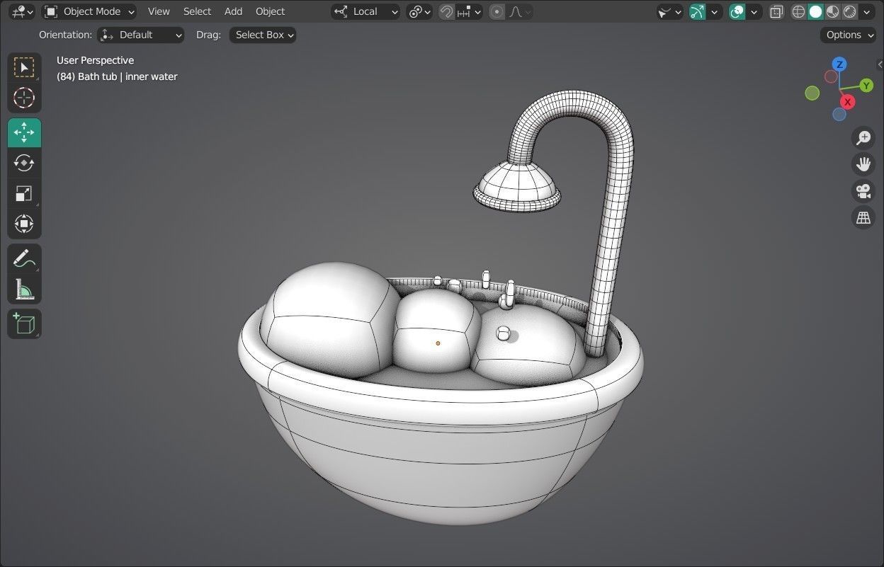 Bath tub Emoji new Animated Low-poly 3D model_7