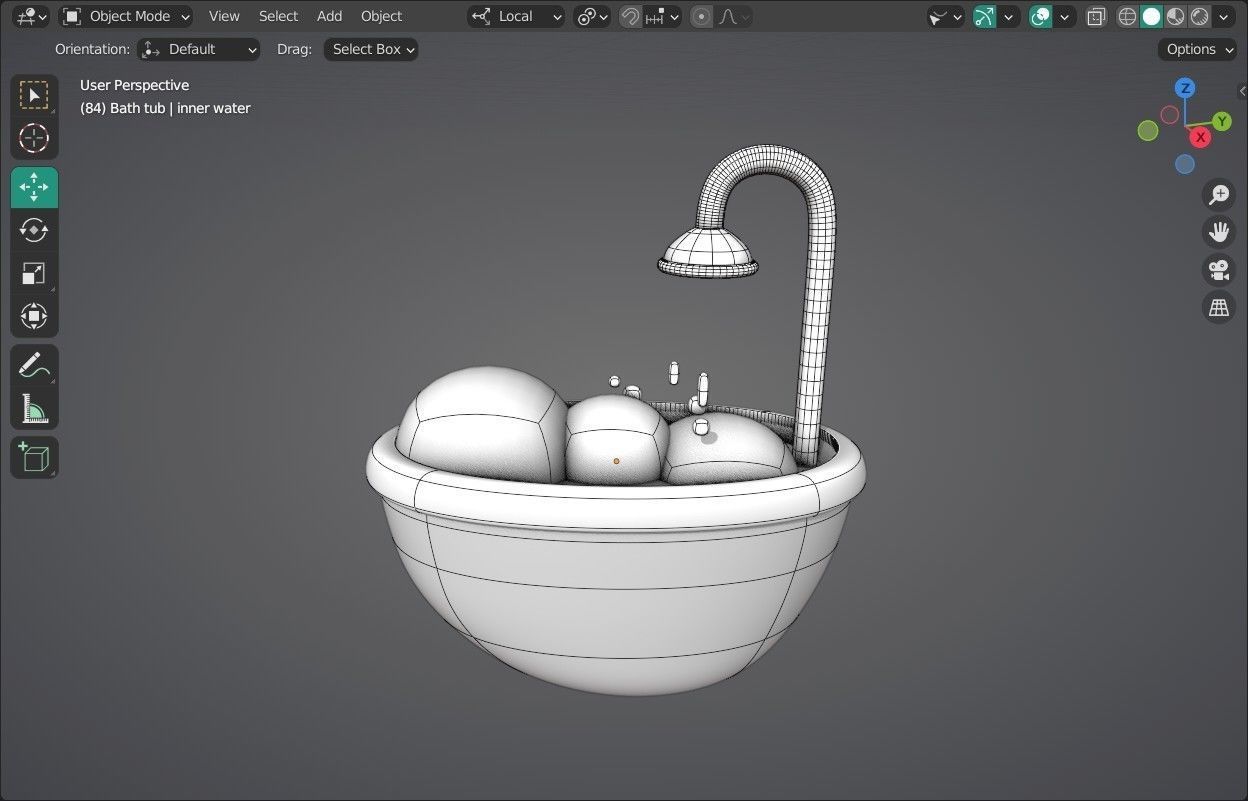 Bath tub Emoji new Animated Low-poly 3D model_8