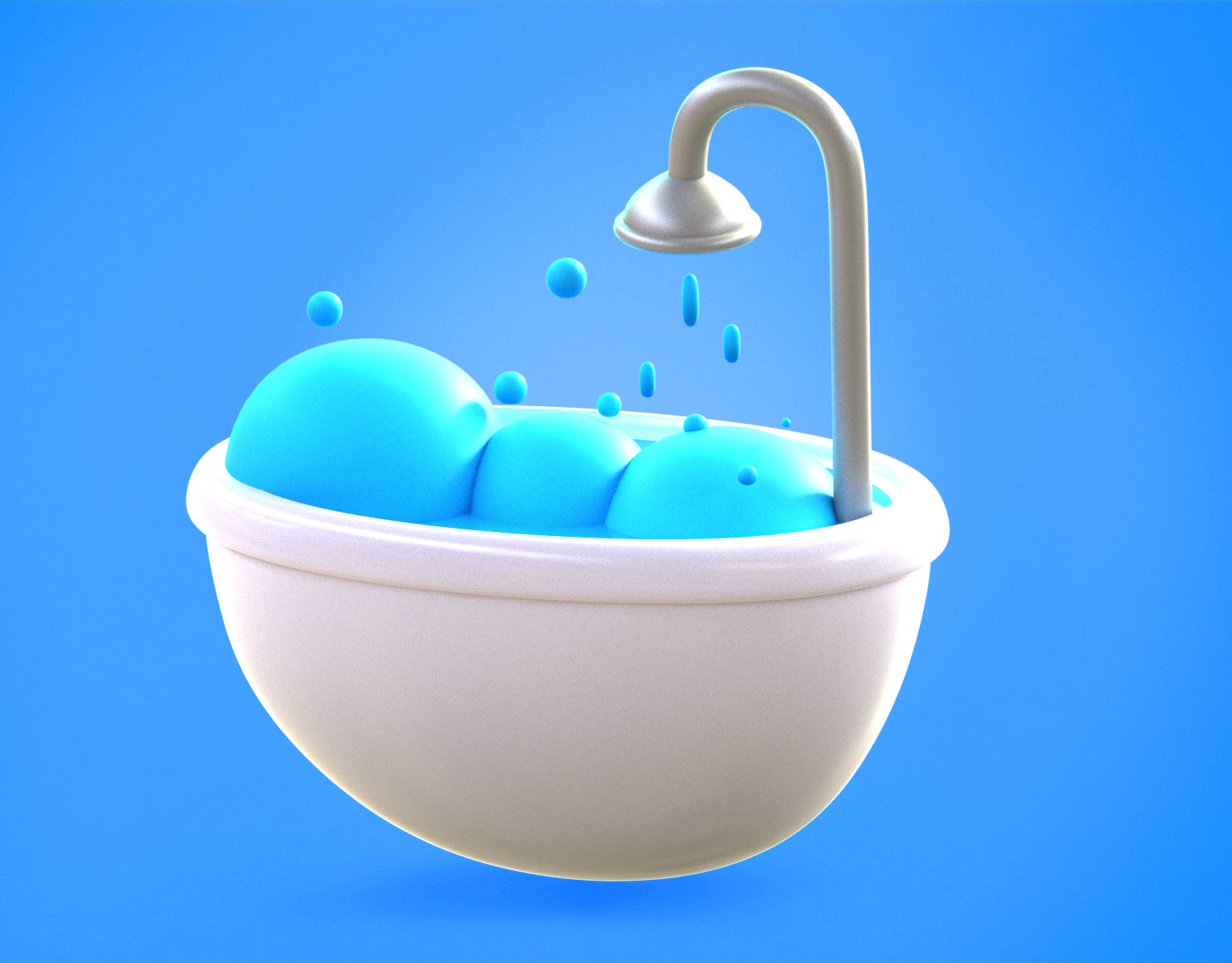Bath tub Emoji new Animated Low-poly 3D model_15
