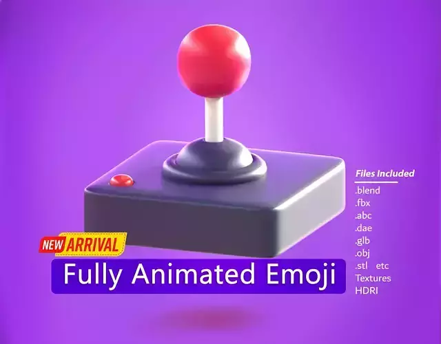 Arcade Joystick Emoji new Animated Low-poly 3D model
