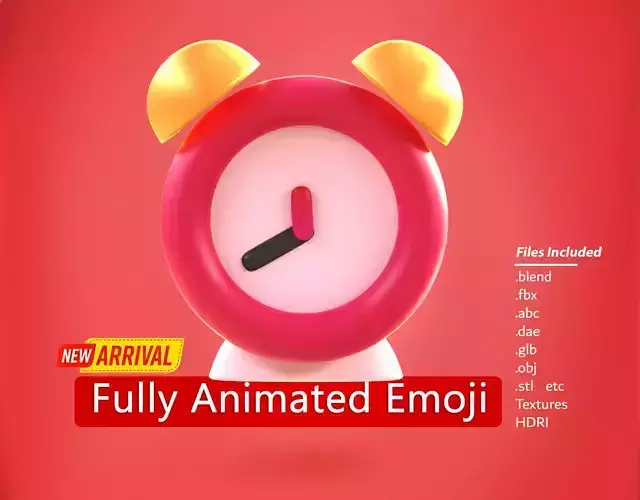 Alarm Clock Emoji new Animated Low-poly 3D model