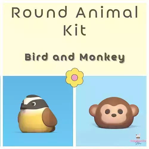 Round Animals Kit - Bird and Monkey