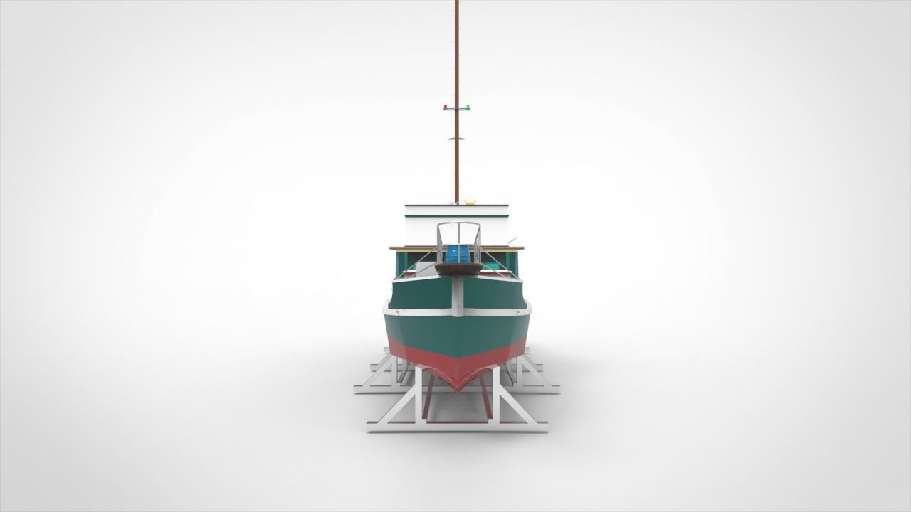 docking fishing ship 3D model_6