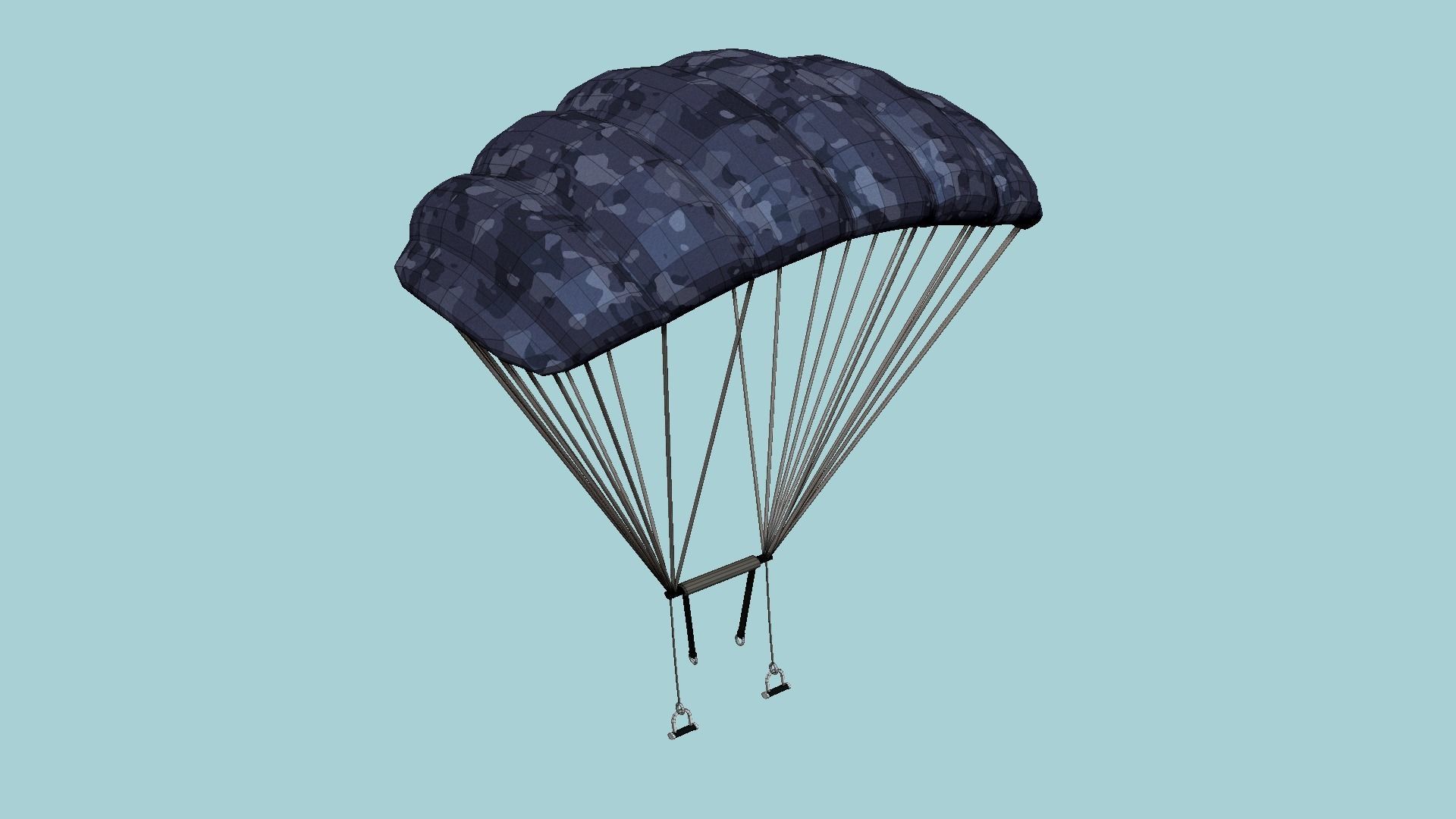 Parachute A12 Blue Camouflage - Character Accessories Design Low-poly 3D model_7