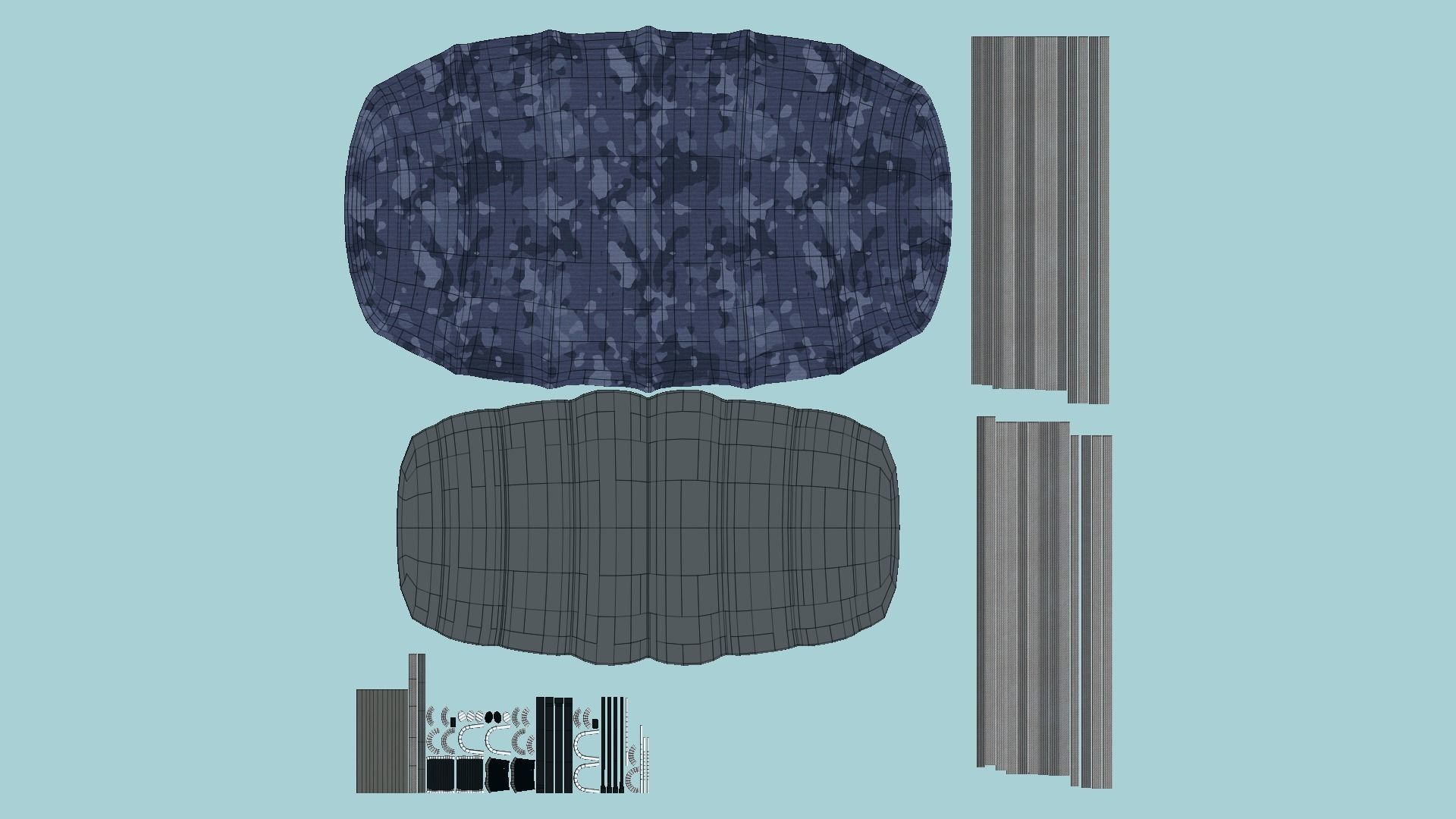 Parachute A12 Blue Camouflage - Character Accessories Design Low-poly 3D model_6