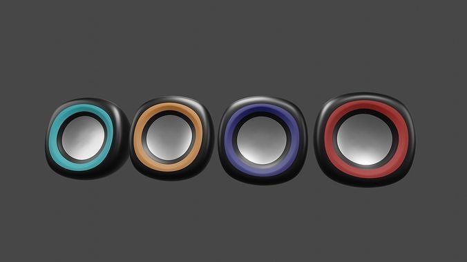 Speakers four colorful Low-poly 3D model