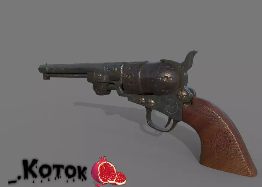 Pistol revolver Free low-poly 3D model