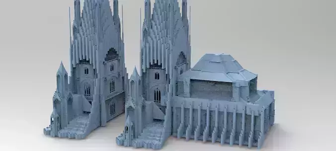 Ancient Elden Irish Cathedral 2 Towers 