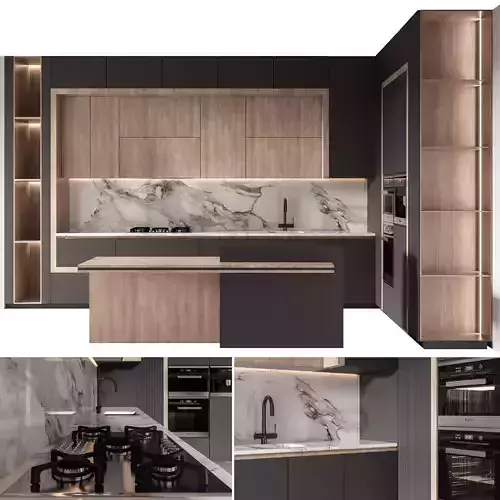 Kitchen021 modern kitchen with marble counter tops