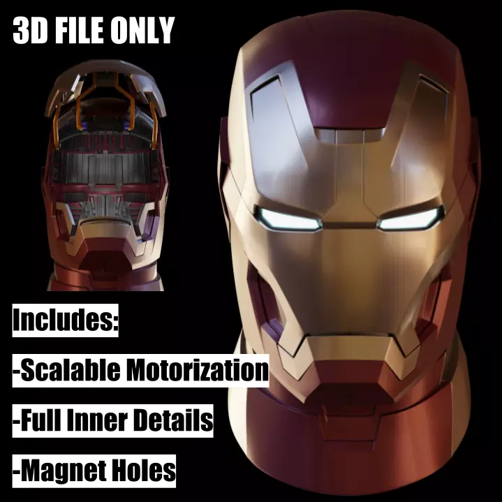 Ironman Mark 42 43 Helmet with Motorization 3D print model_0