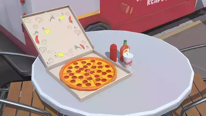 Stylized Pepperoni Pizza Low-poly 3D model Stylized Pepperoni Pizza Low-poly 3D model