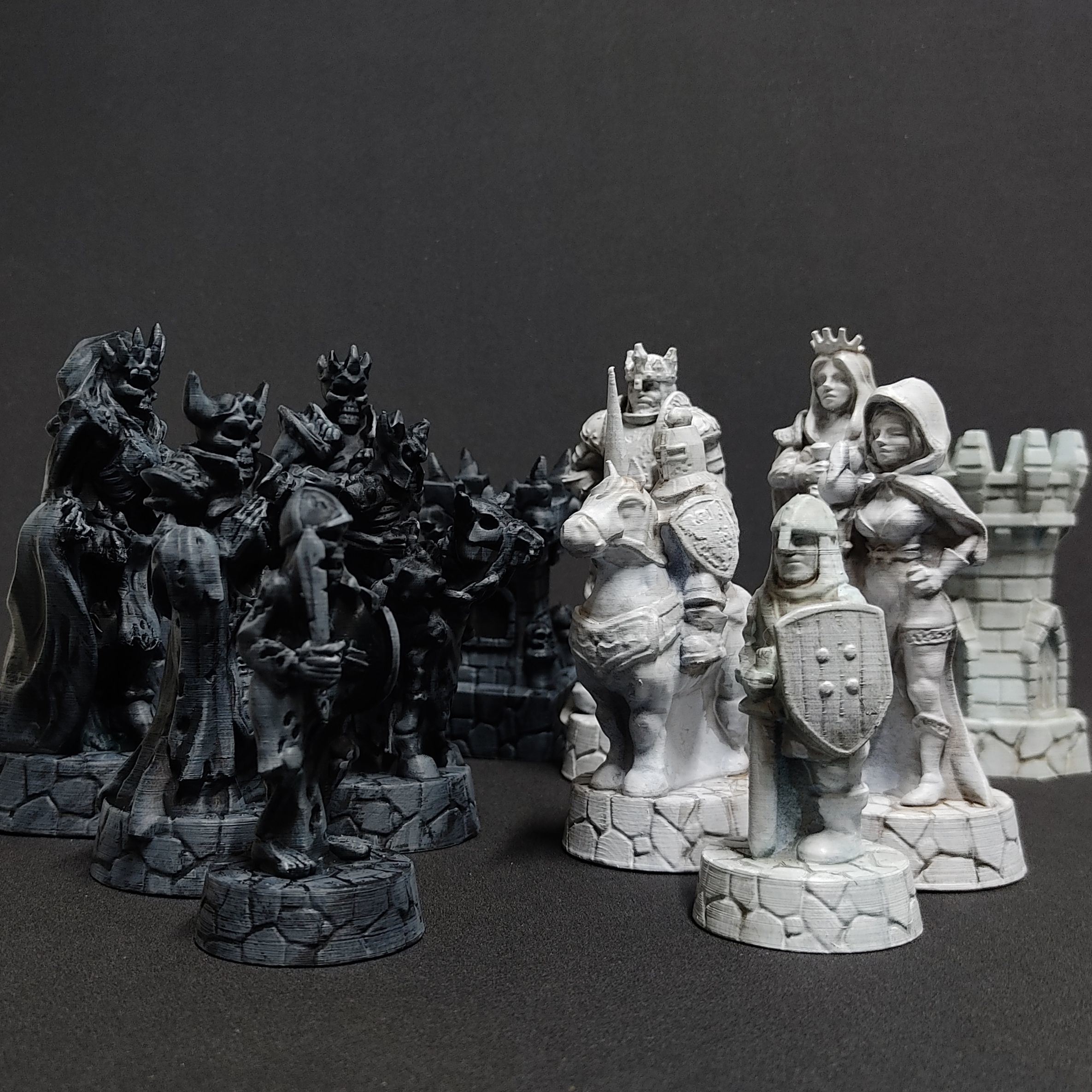 Fantasy undead army chess set  3D print model_1