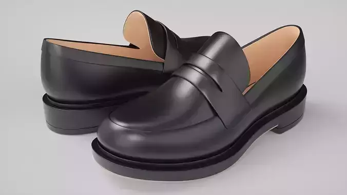 Beautiful Classic Anime School Girl Loafer Shoes 3D model