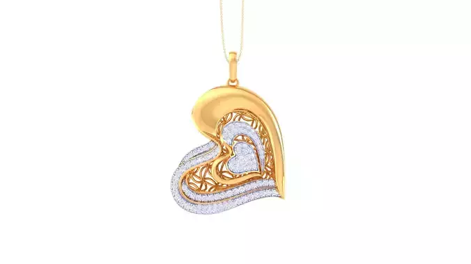 Women Heart Pendant 3dm STL OBJ FBX Renders Details 3D print model