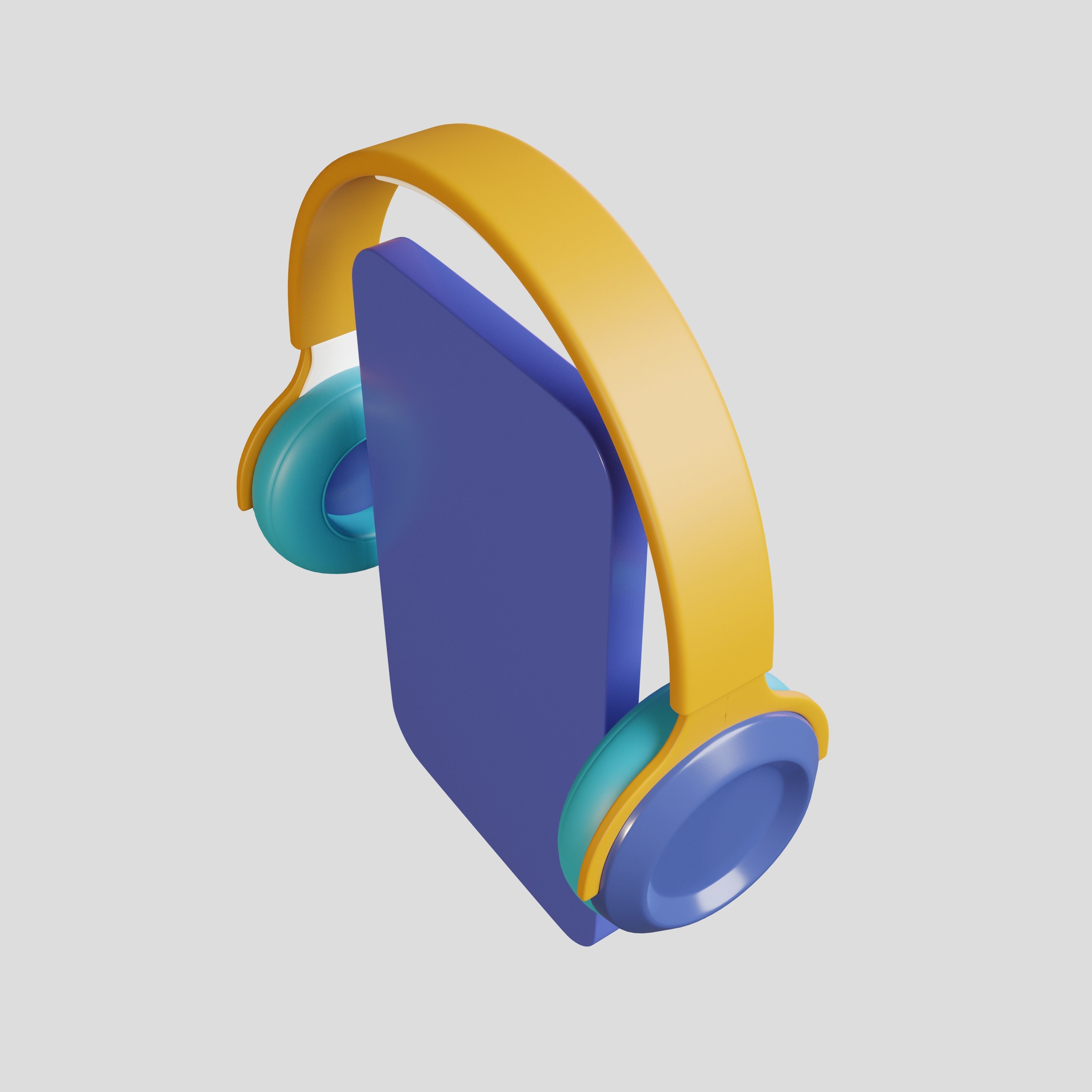 Listening to music with earphone 3D Illustration Low-poly 3D model_5