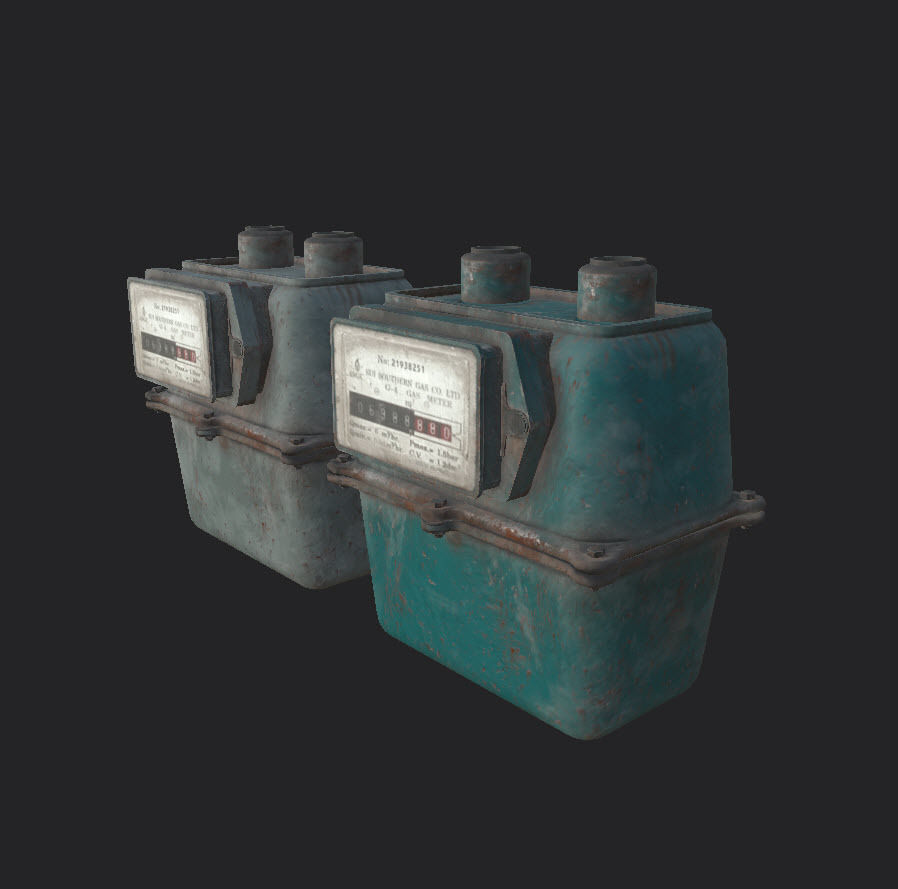 Gas Meters Low-poly 3D model_3