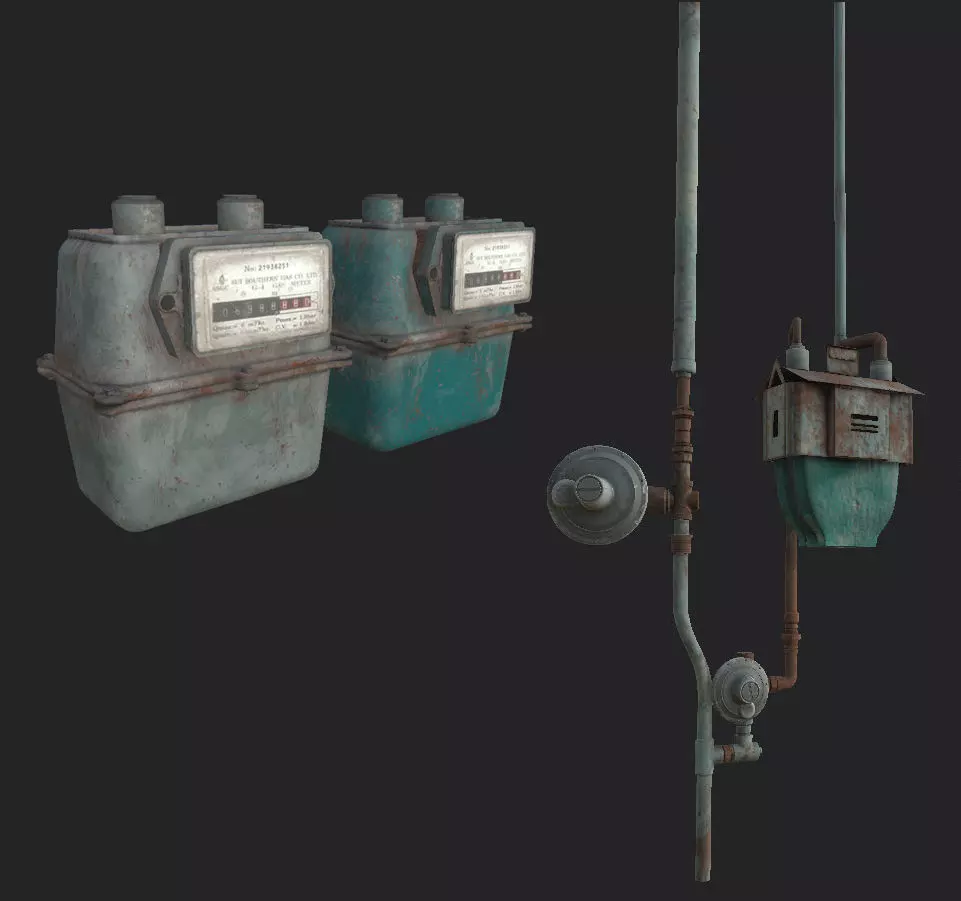 Gas Meters Low-poly 3D model_0