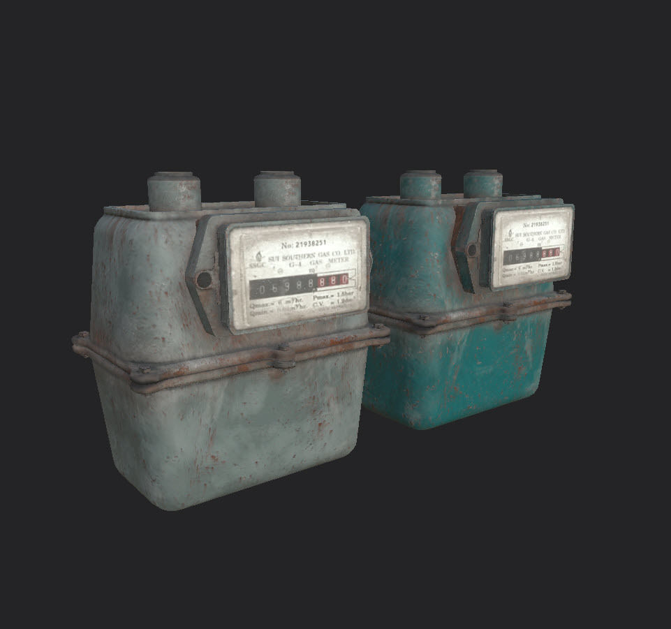 Gas Meters Low-poly 3D model_1