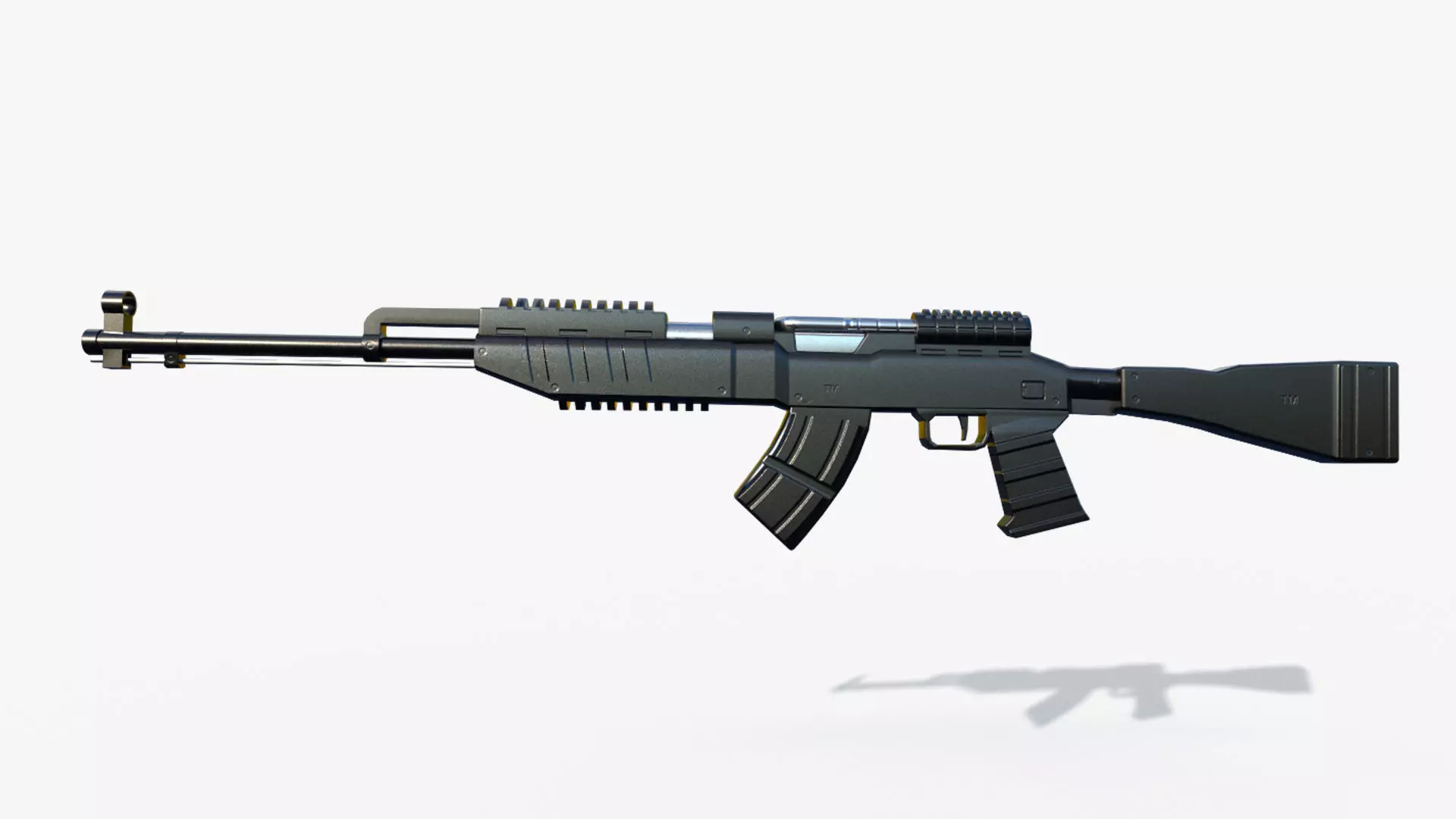 SKS Rifle  Low-poly 3D model_0