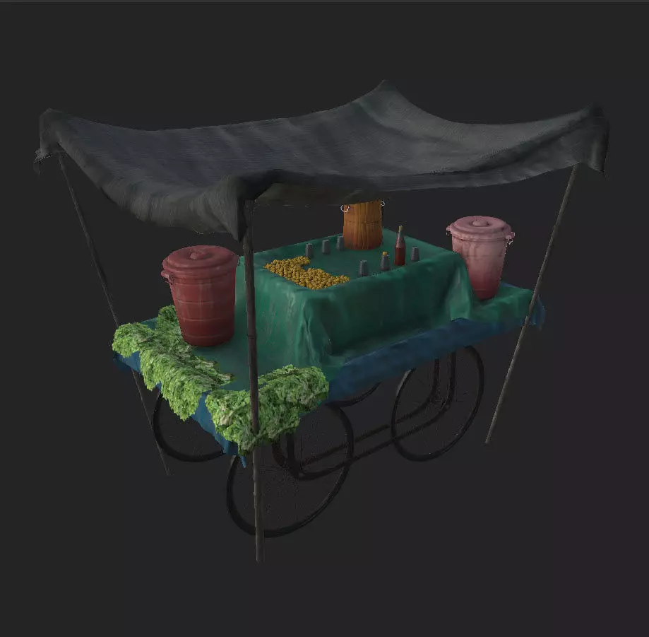 Lemon Water Cart Low-poly 3D model