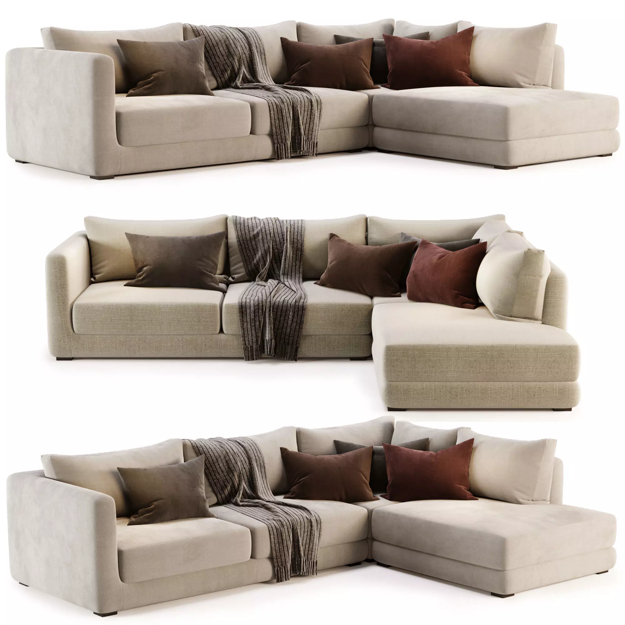 BLAKE LARGE OPEN END CORNER SOFA By Loom Loft 3D model_0