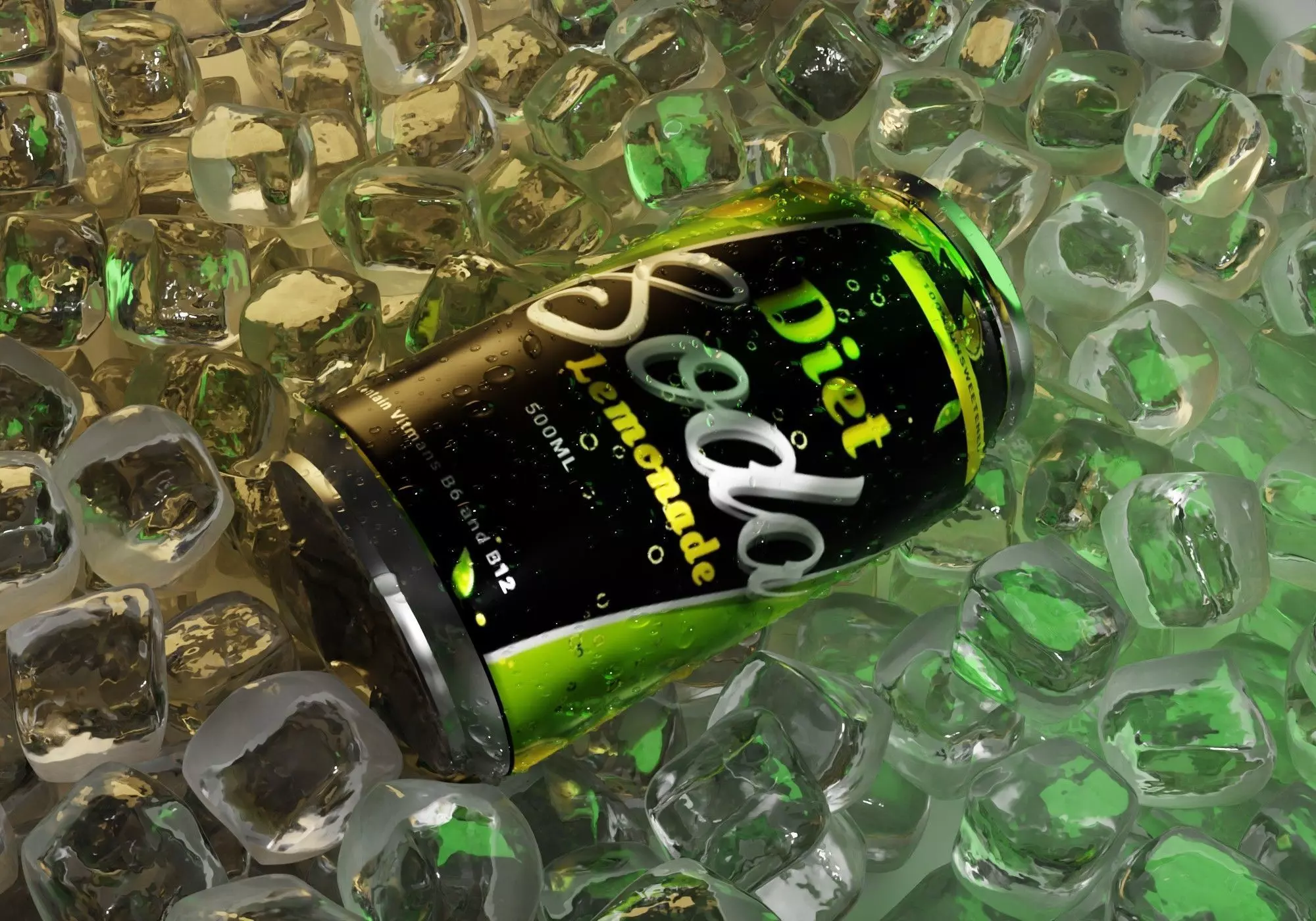 Drink on ice cubes 3D model