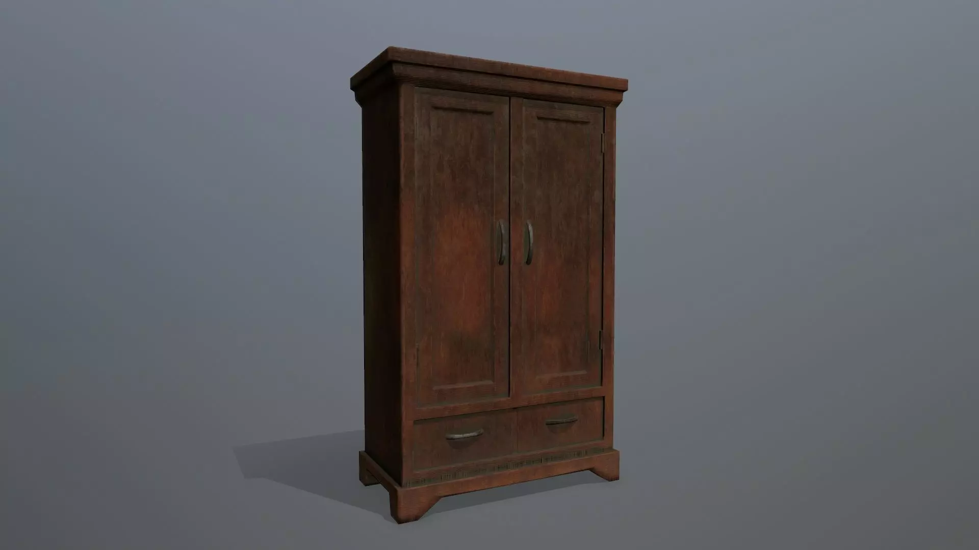 Cabinet 1 tall wooden Low-poly 3D model_0