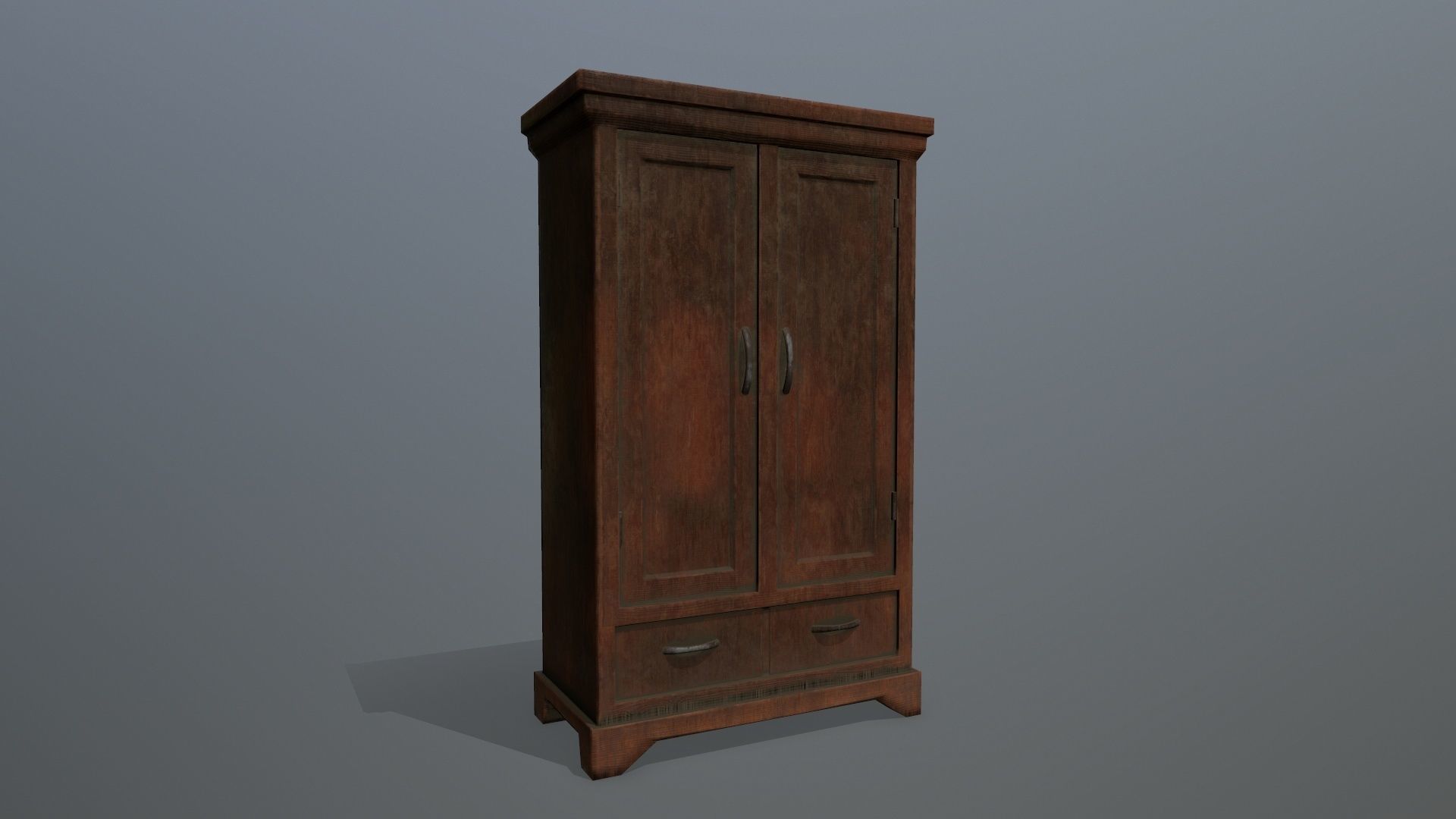 Cabinet 1 tall wooden Low-poly 3D model_1