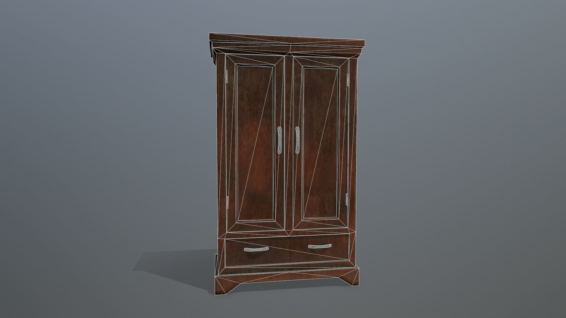 Cabinet 1 tall wooden Low-poly 3D model_10