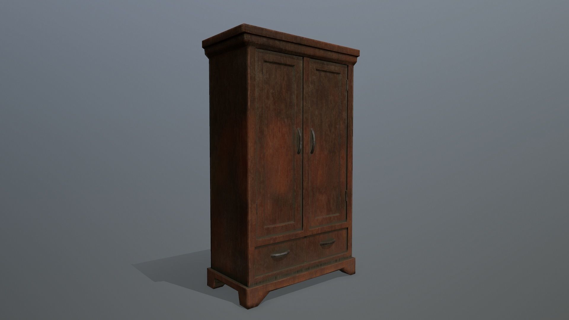 Cabinet 1 tall wooden Low-poly 3D model_9