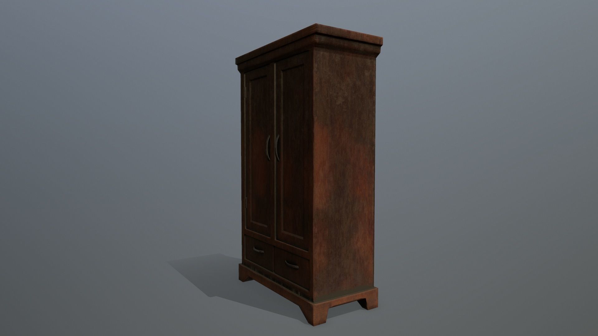 Cabinet 1 tall wooden Low-poly 3D model_3
