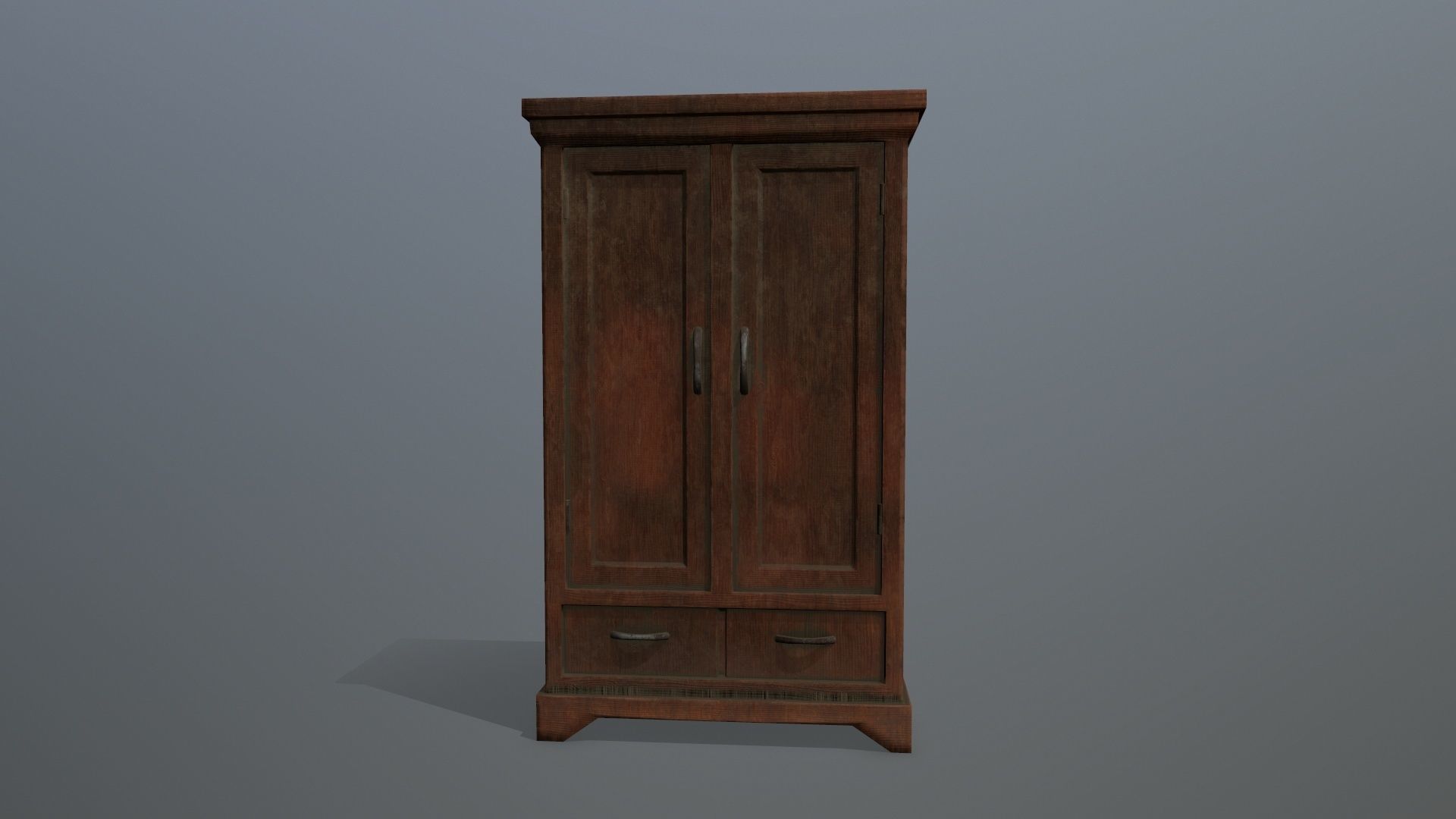 Cabinet 1 tall wooden Low-poly 3D model_2