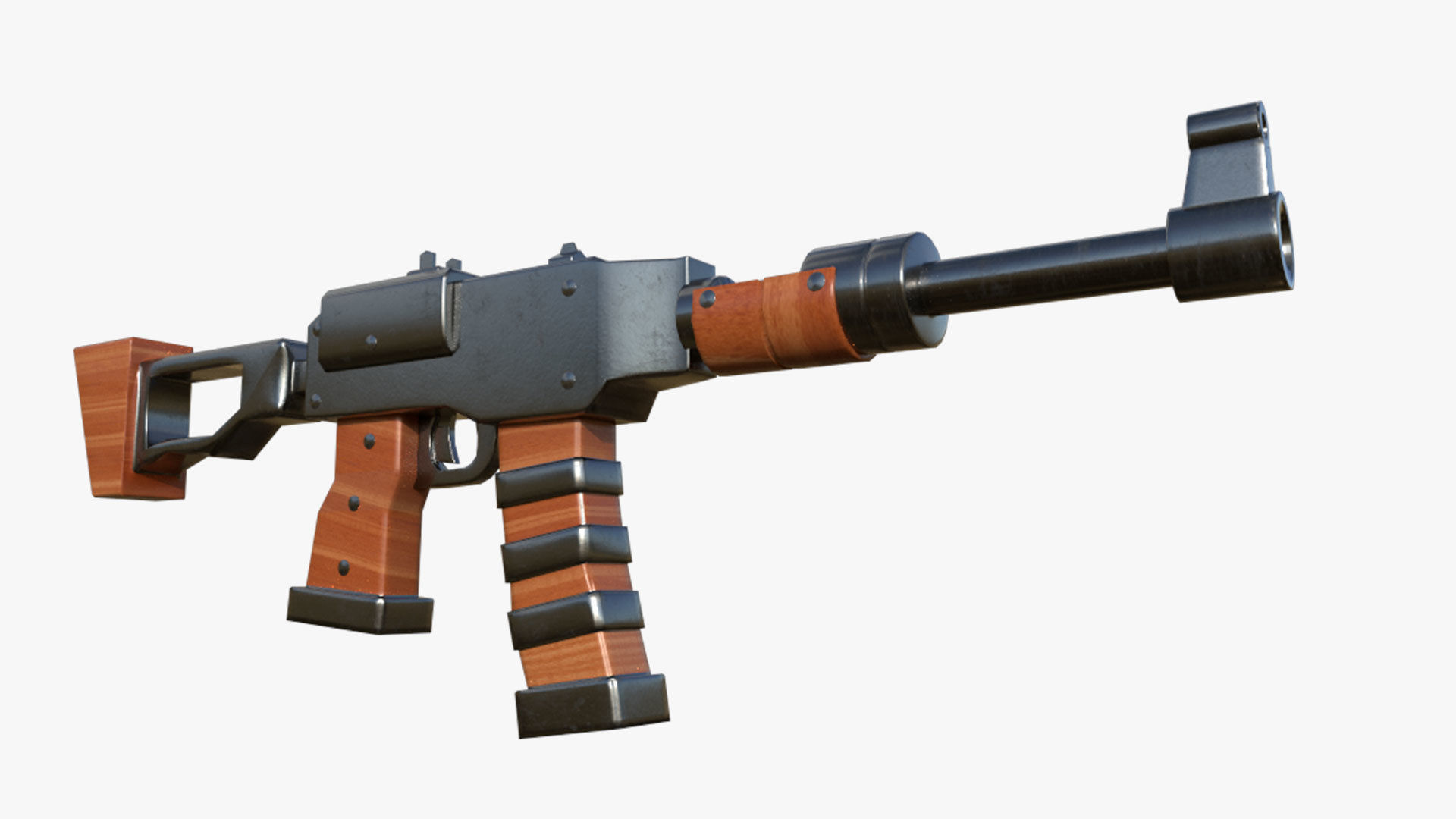 Stylized AK-47 Rifle Low-poly 3D model_3