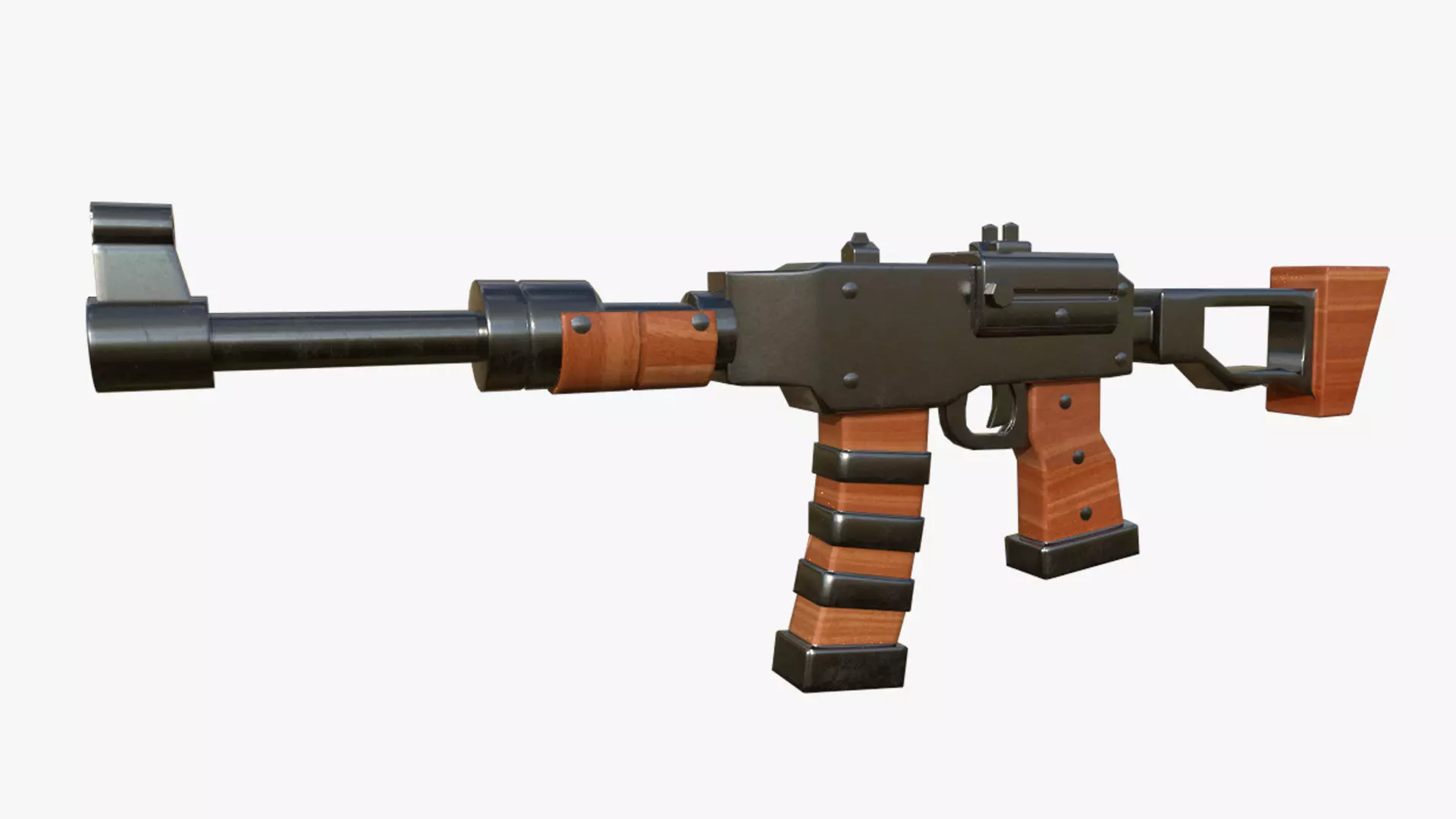 Stylized AK-47 Rifle Low-poly 3D model_0